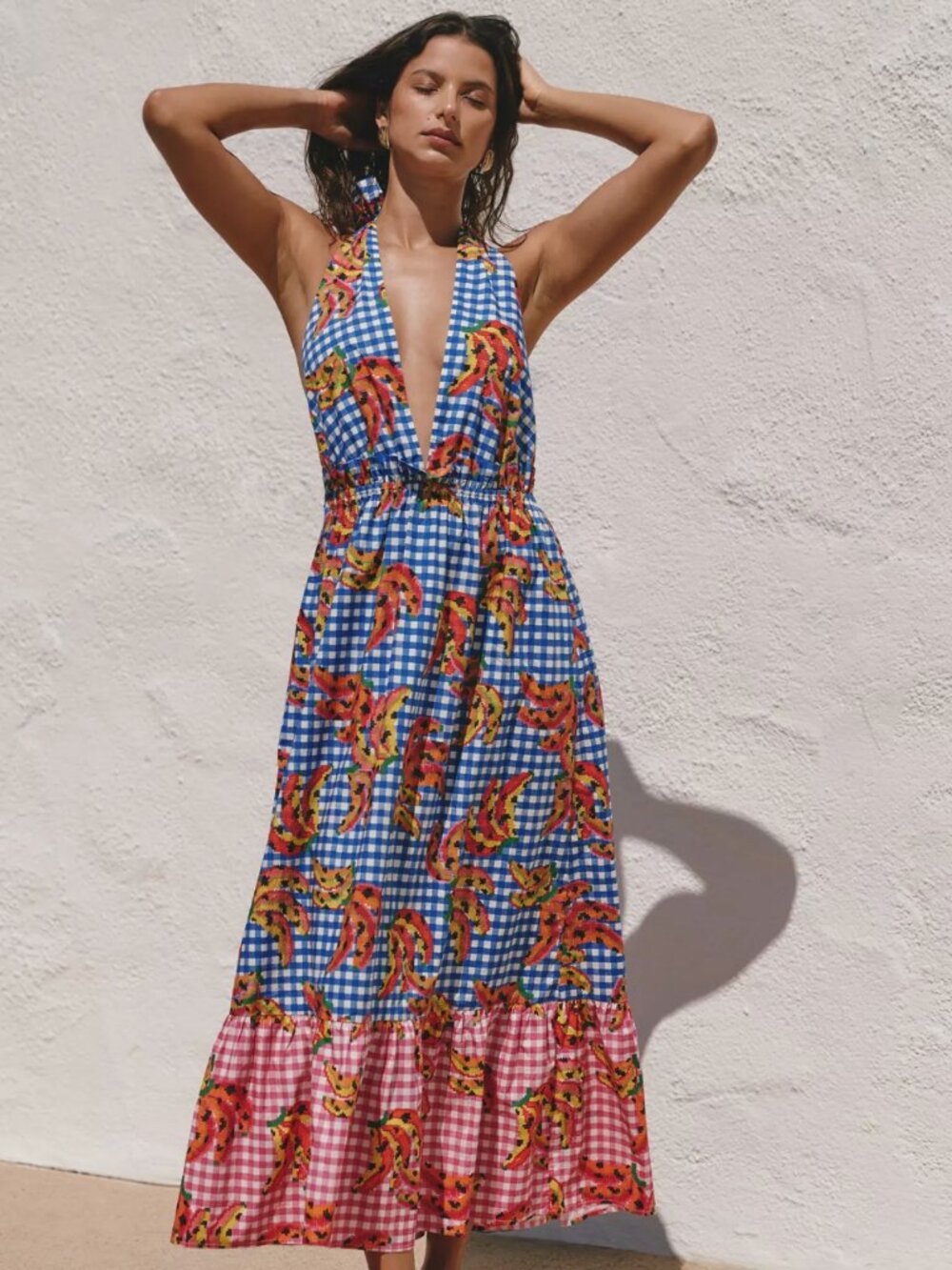 NWT Farm Rio x Anthropologie / Tiered Cotton Maxi Dress / L